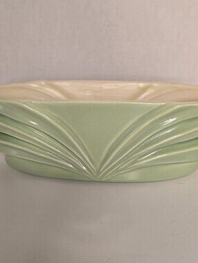 Vintage Red Wing Pottery USA M-1479 Green Charles Murphy Chevron Planter MCM